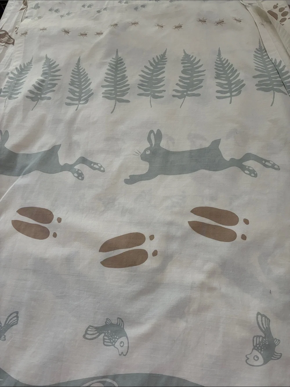 3 Handmade Curtain Panels made from IKEA Vandring Skogsliv twin duvets.
